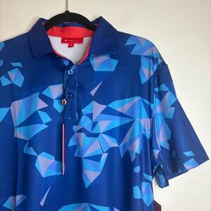 Redvanly‎ Bond Polo Shirt Mens Medium Mazarine Blue Geometric Golf